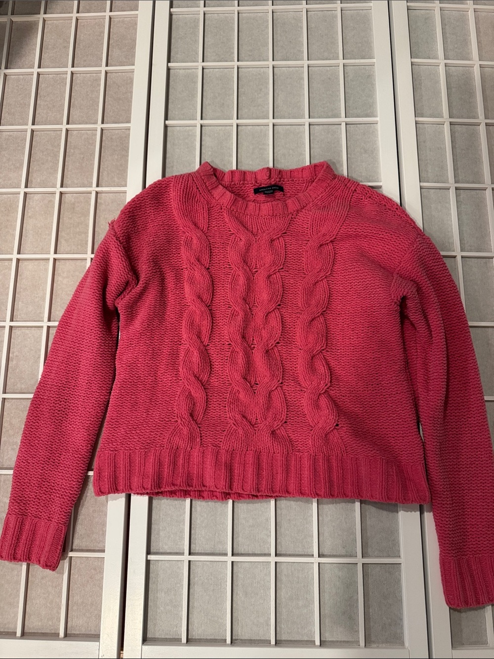 American Eagle Outfitters Rose Cable Knit Crewneck Sweater